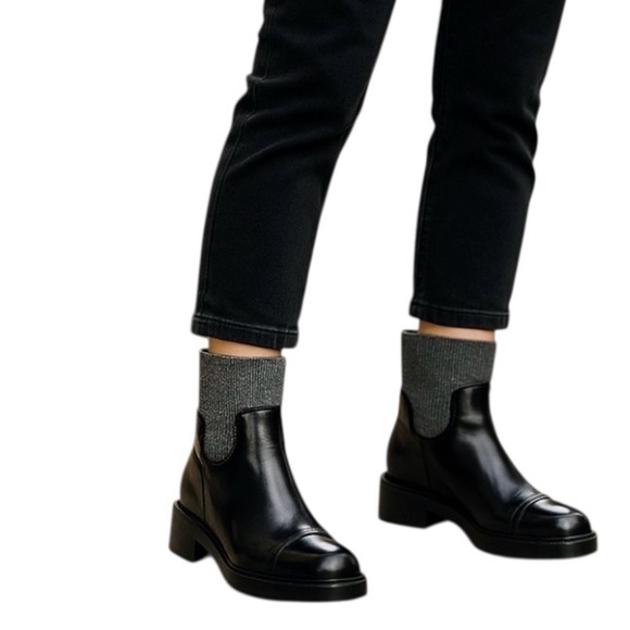 J. Crew Shoes - J.Crew Rib-cuff boots in Italian leather Black Size 10 NWB